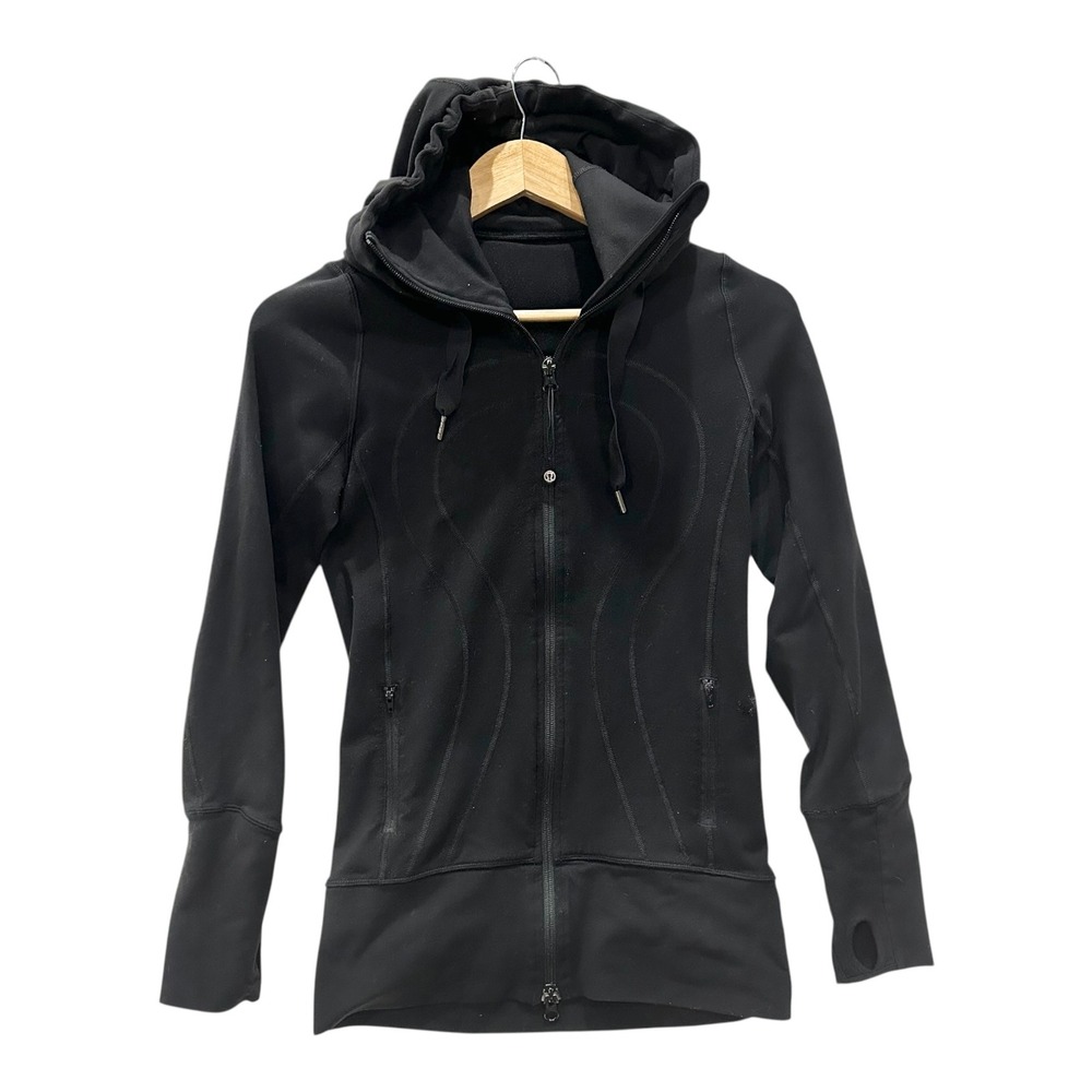 Lululemon Scuba Hoodie Jacket Black Full Zip Thumbhole Women's Size 4 *spot